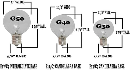 G50 Patio String Lights with 125 Clear Globe Bulbs – Outdoor String Lights – Market Bistro Café Hanging String Lights – Patio Garden Umbrella Globe Lights - Green Wire - 100 Feet
