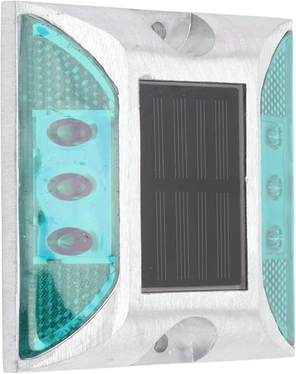 Solar Driveway Lights, Cast Aluminum IP68 Light with 72H Runtime for Pathway and Highway Marking (Green)