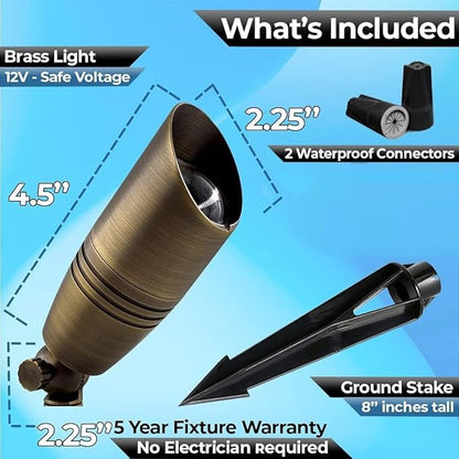 LED Spot Lights Outdoor 105 Low Voltage Landscape Lights - Brass Metal Wall Security Lighting LED Yard for Beautiful Bright Long Lasting Home Garden Patio Lighting (Without Bulb) (1)