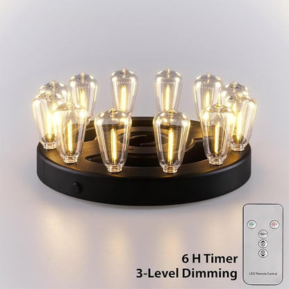 Umbrella Lights, Patio Outdoor Umbrella Lights Battery Operated with Dimmable Timer,12 Warm White LED Bulbs in 3 Brightness Modes, for Backyard or Camping