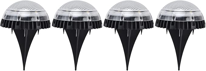 4 Pack Solar with 8 LED Outdoor Ground Lights for Pathway, Lawn & Backyard - and Solar Powered Lighting (White | Lumora
