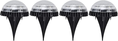 4 Pack Solar with 8 LED Outdoor Ground Lights for Pathway, Lawn & Backyard - and Solar Powered Lighting (White Light)