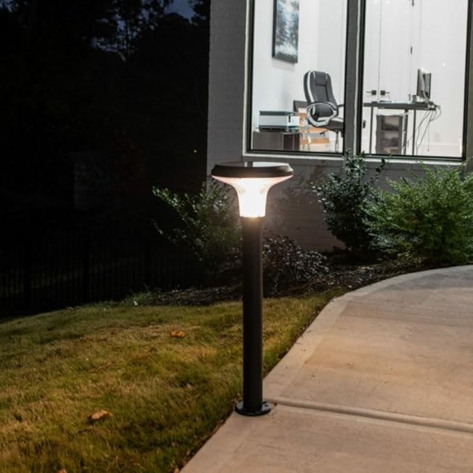 Gama Sonic Vantage Bollard Solar Pathway Light, Black Aluminum, Large 10" Diameter, 31" Tall Height, UltraBright 200 Lumens, Warm White 2700K LED, Waterproof Outdoor Landscape, 314BP250000 (2 Pack)