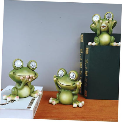 BESPORTBLE Frog Decorative Outdoor Solar Light Resin Craft Ornament Garden Landscape Lamp Easy Install Solar Pathway Lights