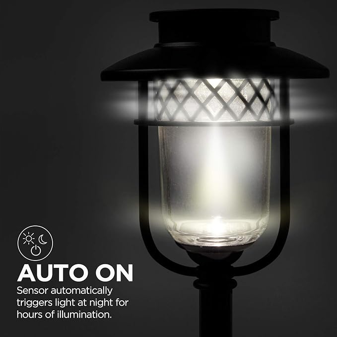 Home Zone Security Pathway & Garden Solar Glass Lights Stainless Steel (4-Set)