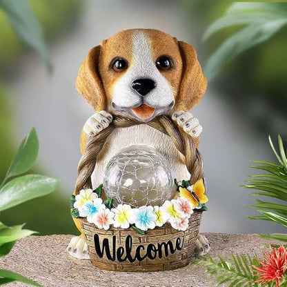 Solar Outdoor Lights, Puppy Statue Garden Lights, Resin Decorative Lights for Yard, Pathways, Landscape Lighting, Solar Spot Lights Outdoor, Solar Security Lights, Garden Statues, Cute Stuff
