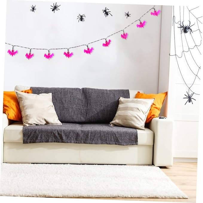 TOYANDONA Solar String Lights Purple Bat Decorative Lamp Strings 5m 20 LED Warm Waterproof Outdoor Patio Lighting for Halloween Garden Yard