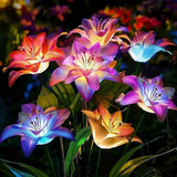 Solar Lights Outdoor Garden Decor, 6 Pack of 24 Lily Flowers Solar Lights, 7 Color Changing Solar Flowers Outdoor | Lumora