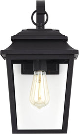 John Timberland Bellis Verde Outdoor Wall Light Sconce Fixture Texturized Black Steel 15 1/4" Clear Glass Lantern | Lumora