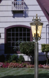 John Timberland Marseille Vintage Outdoor Post Light Fixture Veranda Bronze 25" Champagne Hammered Glass for | Lumora