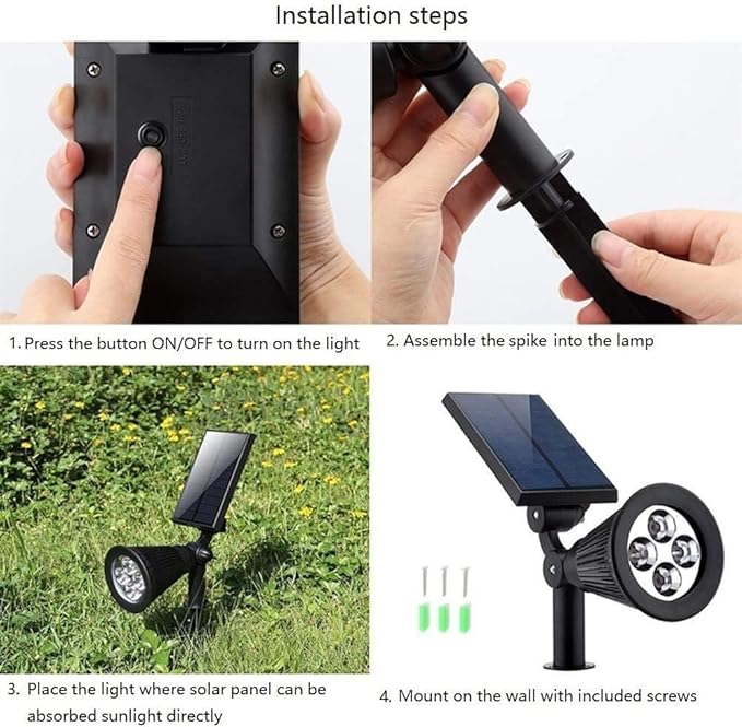led Solar Landscape Lights,Waterproof Outdoor Solar Spotlight 2-in-1 Multi Use Outdoor Wall Lights, Decorative | Lumora