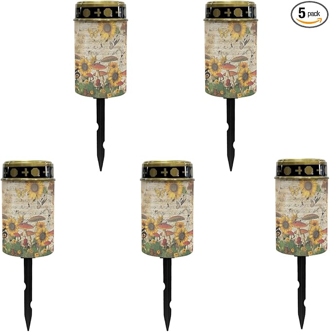 Solar Garden Stake Lights Outdoor Waterproof Cemetery Lights Sunflower Mushroom LED Lantern Cemetery Decorations for Grave,Outdoor Solar Powered Lights for Outside-Warm White