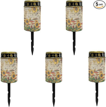 Solar Garden Stake Lights Outdoor Waterproof Cemetery Lights Sunflower Mushroom LED Lantern Cemetery Decorations for Grave,Outdoor Solar Powered Lights for Outside-Warm White