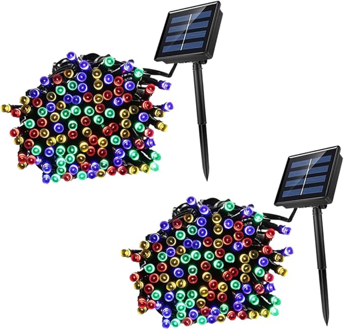 2 Sets Solar LED String Lights LEDs Outdoor Garden Patio Decoration with Weather Resistance for Balcony Porch Lighting