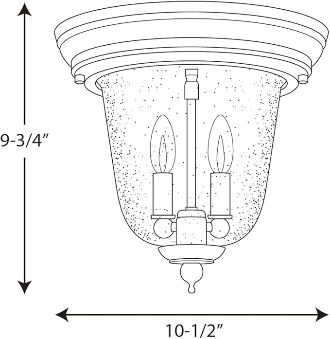 Progress Lighting Ashmore Collection 2-Light Clear Seeded Glass New Traditional Outdoor Close-to-Ceiling Light Antique Bronze