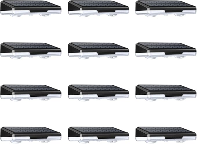 Solar Fence Lights, 12-Pack Solar Deck Lights Outdoor IP65 Waterproof, Fence Light Solar Powered for Fence, Deck, Porch, Backyard, Pathway, Garden - 8 Colors, RGB
