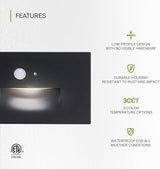 ASD LED Recessed Step Light Fixture, Dusk to Dawn Outdoor Tread Lighting | 3CCT, Motion Sensor, Photocell | Lumora