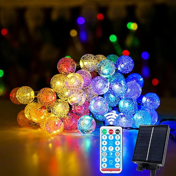 ELINKUME Solar String Lights,50 LEDs 7M/24Ft Multi-Color Crystal Globe 8 Modes Outdoor Garden Patio Porch | Lumora