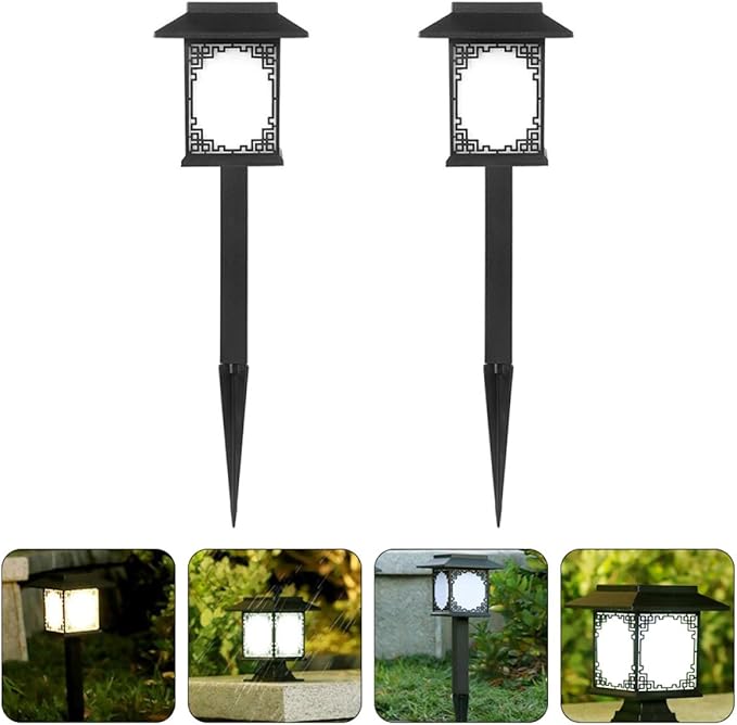 2pcs Solar Ground Insert LED Garden Lights Waterproof Outdoor Landscape Lawn Lamps for Yard Pathway Patio Decoration with White Light