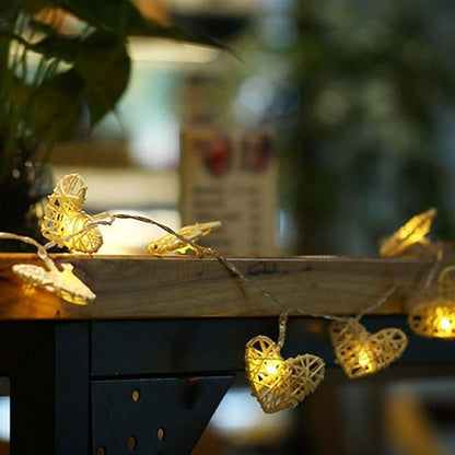 String Lights, LED Outdoor Indoor LED Lantern Love Rattan Outdoor Lighted Holiday Displays Patio Lights Edison Romantic Heart-Shaped USB in Christmas Decoration Rooms Rope Lights