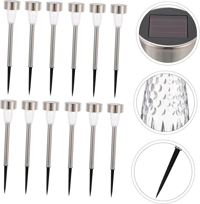 BESPORTBLE 12pcs Solar Pathway Lights Outdoor Solar Stake Light for Patio Decor and Walkway Lighting for Garden Pathways
