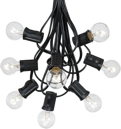 25 Foot G30 Outdoor Patio String Lights with 25 Multi Globe Bulbs – Indoor Outdoor String Lights – Market Bistro Café Hanging String Lights – C7/E12 Base - Black Wire