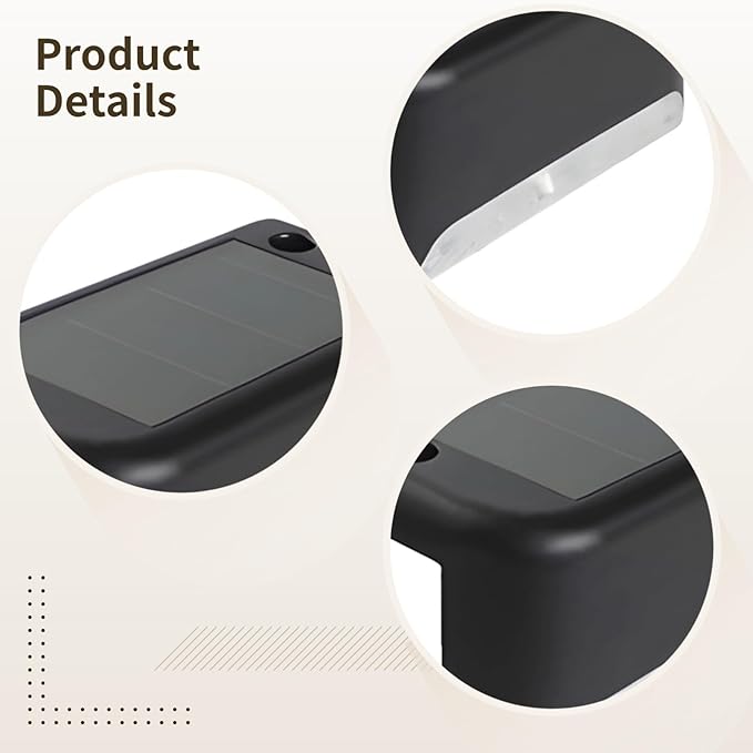 Bosreroy 16 Solar Led Fence Lights, Weatherproof Outdoor Rail and Stair Lights, Pp/Pc Construction, Amorphous | Lumora