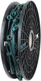 Novelty Lights 250 Feet C7/E12 Socketed Wire Spool, 12 Inch Spacing, Green Wire 8 Amp SPT-1 Commercial Grade Reel | Lumora