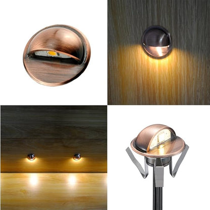 FVTLED Pack of 10 Low Voltage LED Deck Lights Outdoor Step Stair Lights D35MM 12V IP65 Waterproof Warm White Landscape Deck Lighting for Garden Yard Steps Stairs Floor Decoration, Red Bronze