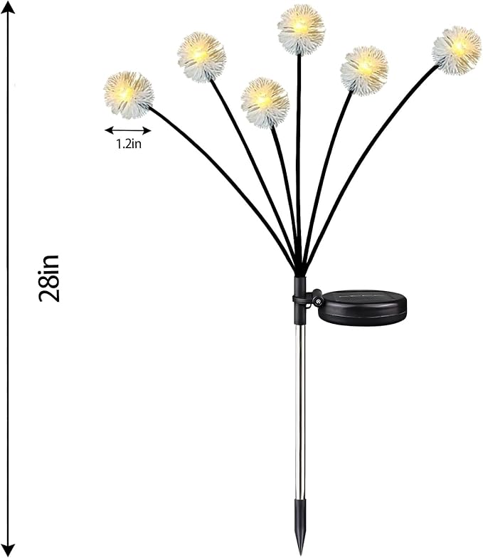 4PK 32LED Solar Garden Lights Outdoor, Dandelion Solar Lights Outdoor, IP65 Waterproof Firefly Light Outside Decor | Lumora