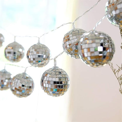 AceList 50 LED Disco Ball Mirror LED Party Light String Christmas Lanterns for Holiday Wall Window Tree Decorations Indoor Outdoor Patio Party Yard Garden Kids Bedroom Living(Warm White)