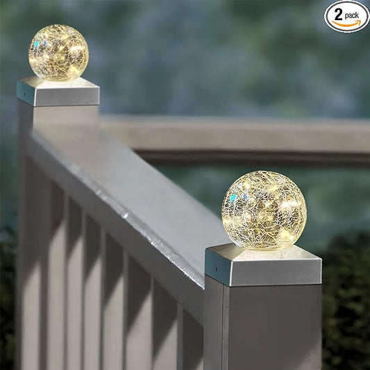 SUNNYPARK 2PK Solar Post Cap Lights -Waterproof Outdoor Cap Lights for Deck, Fence, Patio, LED Garden Decorative Lights for Wooden or Vinyl Posts - Warm White