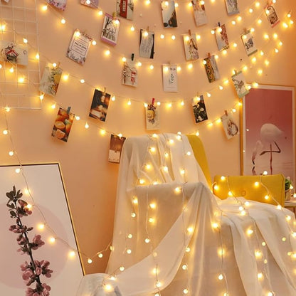 Festival Lights, Battery Powered Fairy Lights 33ft 80LED, Outdoor Waterproof String Lights with Remote, 8 Modes for Indoor, Garden, Patio, Camping, Xmas Decor (Warm White Small C)