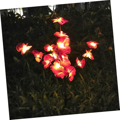 Mipcase 2pcs Orchid Shape Solar Garden Lights Outdoor Solar Pathway Lamp for Driveways Walkways Yards Energy Saving Easy to Install Purple Decorative Landscape Lighting