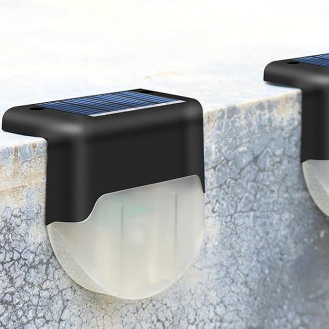 4pcs Solar Outdoor Stair Lights Warm White LED Waterproof Solar Power Pathway Lamps for Garden Patio Yard Step Lighting