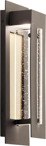 Kichler River Path Contemporary 1 Light LED Outdoor Wall Mount in Olde Bronze Finish with Clear Seeded Glass Panel | Lumora