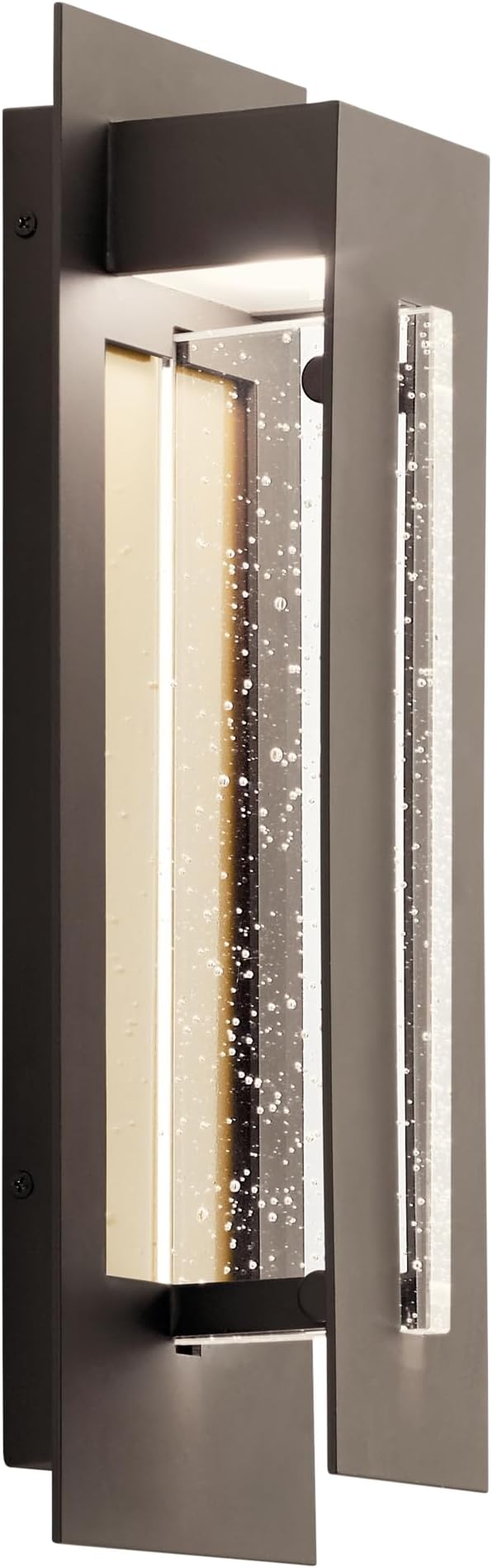 Kichler River Path Contemporary 1 Light LED Outdoor Wall Mount in Olde Bronze Finish with Clear Seeded Glass Panel | Lumora