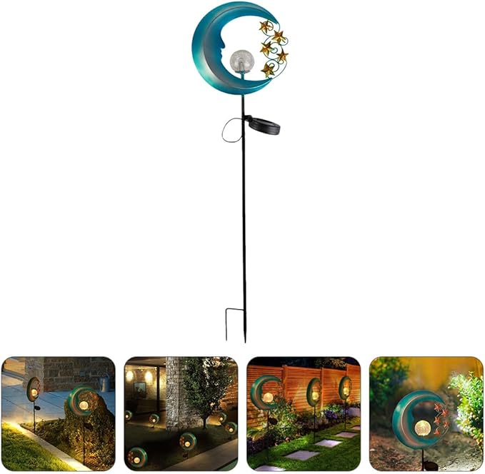 Uonlytech Outdoor Solar Path Lights Moon Shape Lawn Lamp Waterproof LED Garden Solar Courtyard Decorative Stake Light for Yard and Patio
