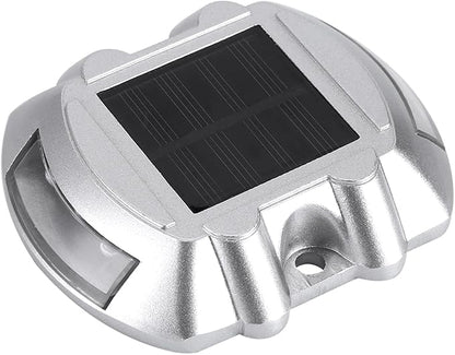 Yosoo 6 LED Solar Pathway Light, Casting Aluminum Outdoor Driveway Lamp with 1000m Viewing Distance, for Road Yard Garden Landscape Lighting (Blue Flashing)