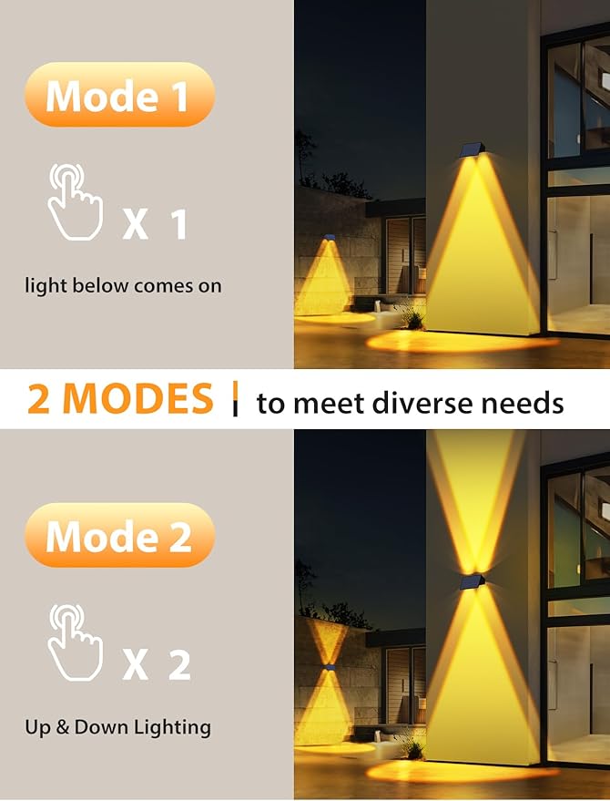 Solar Fence Lights,12Pack Solar Lights Outdoor Warm White Up & Down Wall Lights Waterproof 100 Lumens Dusk to Dawn | Lumora