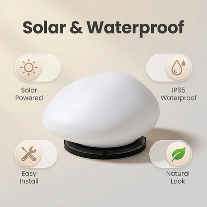 2026 Solar Pebble Lights Outdoor, Solar Pebbles, Outdoor Waterproof Landscape Night Lights for Garden Paths, Stairs, Lawns, Patios, Yard Party Decorations (4, White Light)