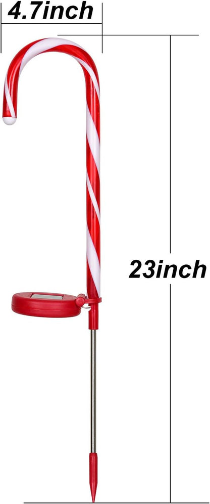 Candy Cane Solar Lights Christams Ourdoor Decoration Clearance - 4 Pack Outdoor Candy Cane Stakes with Built-in LED Lights for Pathway Walkway Christmas Decorations, 23 inch
