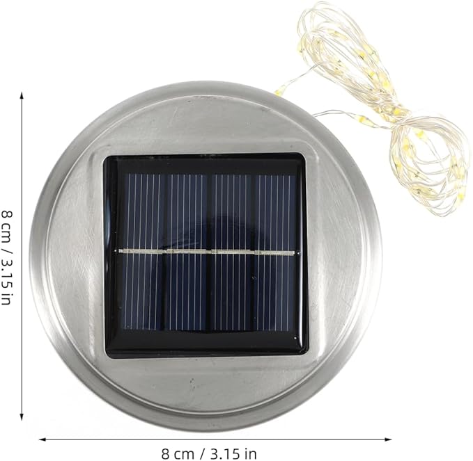 POPETPOP Solar Jar Lid Light Cover 3.54 Inch Solar Led Lid for DIY Hanging Lanterns Outdoor Garden Patio Yard Light Jar Cover