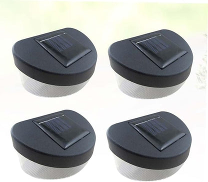 4pcs Solar Fence Lights Led Wall Lamps for Outdoor Garden Black Shell White Light for Pathway Garage and Porch Decoration