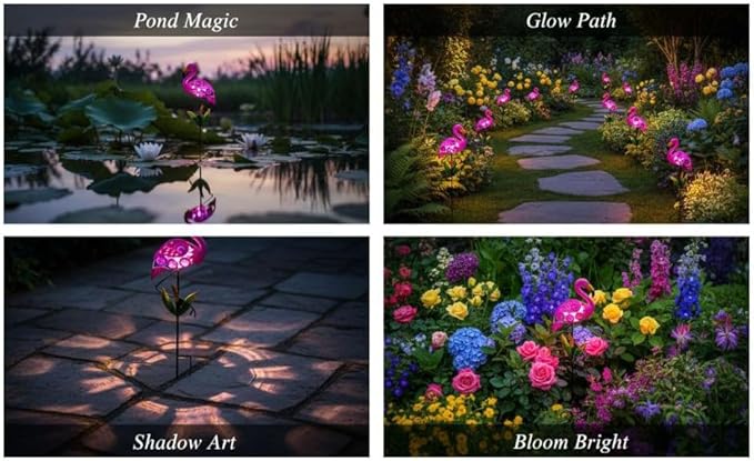 Flamingo Solar Pathway Lights, 36.2 In Metal Waterproof Garden Decor, For Lawn, Yard, Patio, Outdoor Solar Lamp