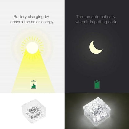 6 Pack Solar Ice Cube Lights IP65-Waterproof Brick Light 4-LED Solar Brick Light Chritmas Outdoor Brick Decor in Garden Patio Yard Lawn Pool(2.75in2.75in（Cold White）