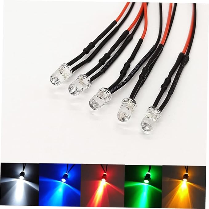 DOITOOL 10pcs Yellow Round Shape Led Light Bulbs Pre-wired Low Power Consumption for Toys and Decorations
