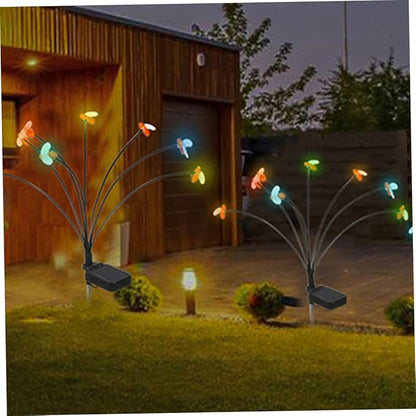 VALICLUD Solar Garden Lights Bee-Shaped 8-led Stake Solar Pathway Lights Swaying Outdoor Decorative for Patio Lawn Yard 2pcs