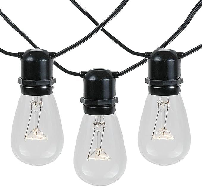 Novelty Lights 100 Feet, 50 in-Line E26 Sockets, S14 String Light Set with Clear Incandescent Bulbs, Heavy Duty | Lumora