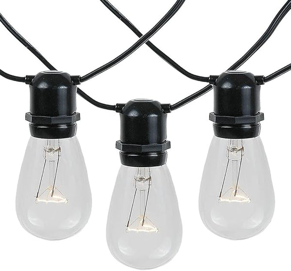 Novelty Lights 37.5 Feet, 25 in-Line E26 Sockets, S14 String Light Set with Clear Incandescent Bulbs, Heavy Duty | Lumora